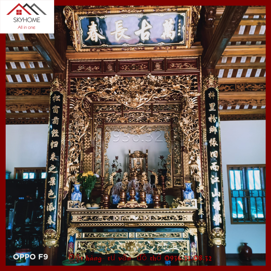 Hoành phi gỗ phòng thờ chữ Vạn cổ Trường Xuân